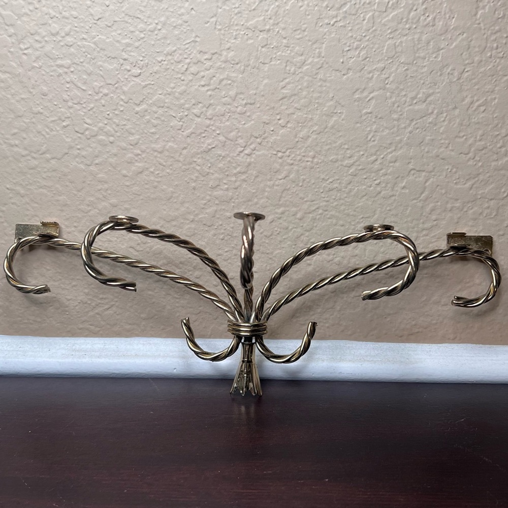 Vintage 1960's Brass Wall Shelf, Twisted Rope w Tassels, Wall Mount